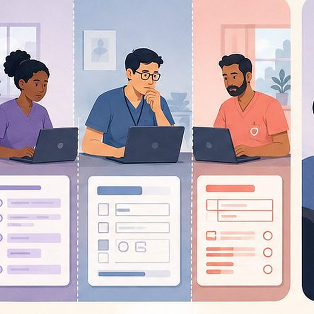 Illustration: three study sites each working from a different version of the form